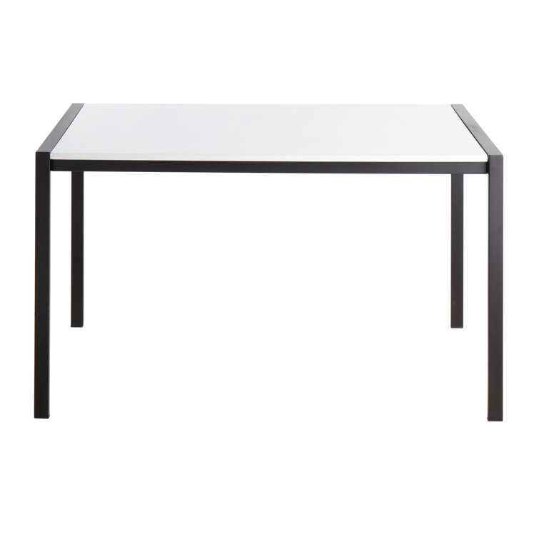 Contemporary Black Metal and White Wood Dining Table