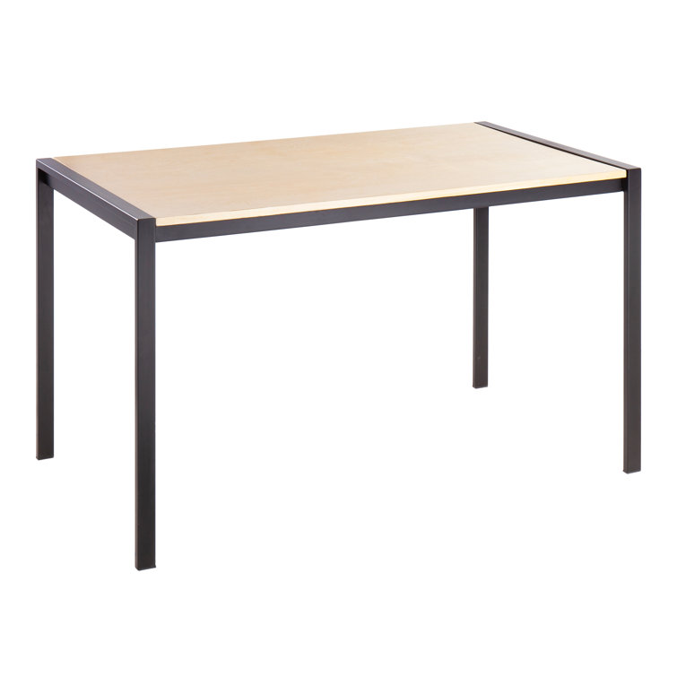 Fuji Contemporary Beige & Black Metal Base 50" Wood Dining Table