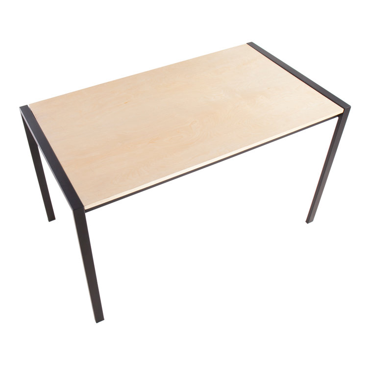Fuji Contemporary Beige & Black Metal Base 50" Wood Dining Table