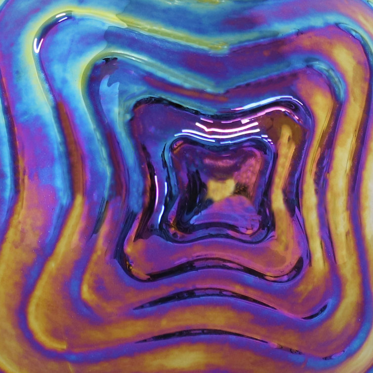 Iridescent Blue and Gold Rippled Glass Gazing Globe