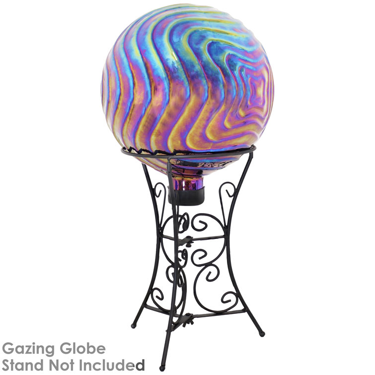 Iridescent Blue and Gold Rippled Glass Gazing Globe