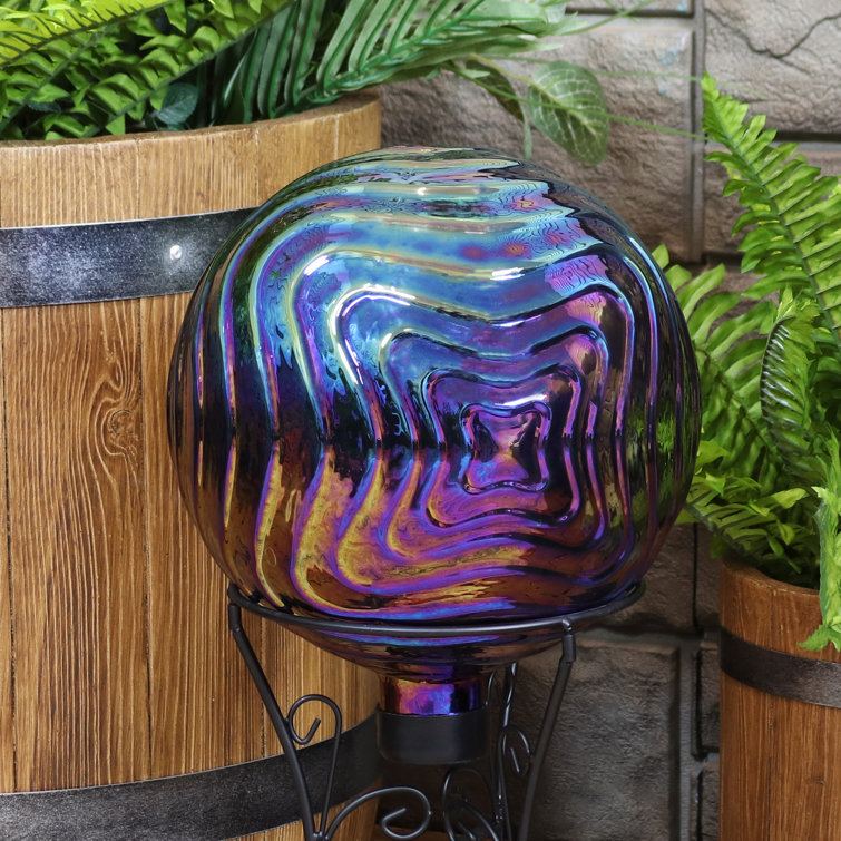 Iridescent Blue and Gold Rippled Glass Gazing Globe