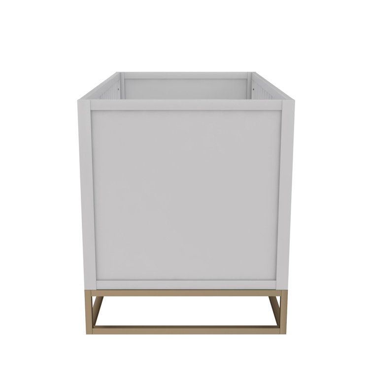 Dove Gray 3-in-1 Convertible Wood Crib with Gold Metal Base