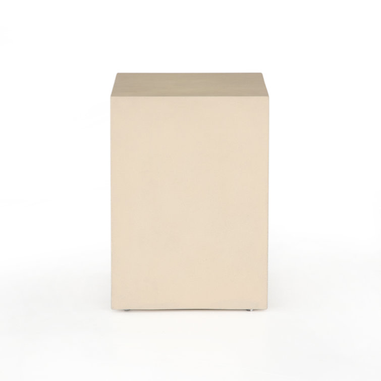 Parchment White Concrete Top Rectangular End Table