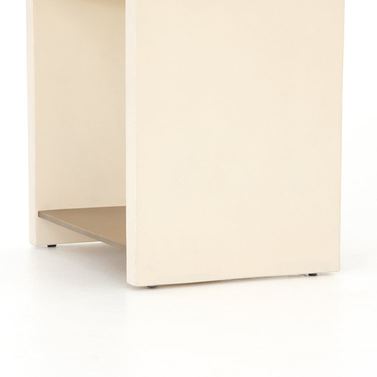 Parchment White Concrete Top Rectangular End Table