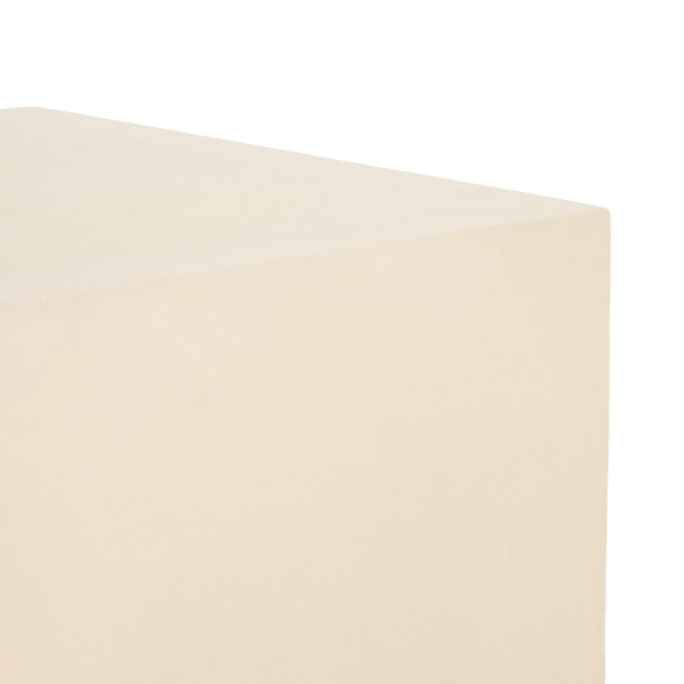 Parchment White Concrete Top Rectangular End Table