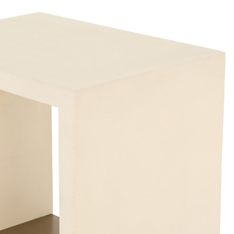 Parchment White Concrete Top Rectangular End Table