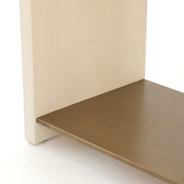 Parchment White Concrete Top Rectangular End Table