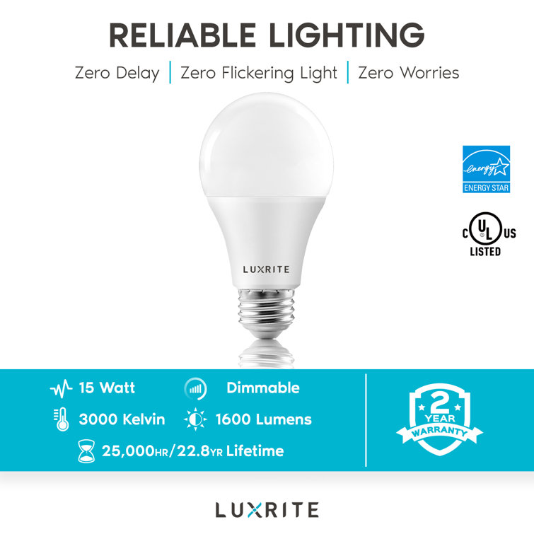 Luxrite White Frosted Dimmable LED Light Bulb 16-Pack