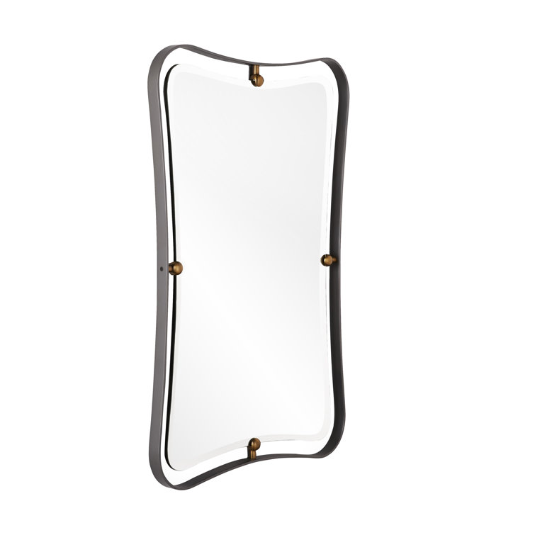 Janey Rectangular Gold and Iron Hourglass Wall Mirror 45"x30"