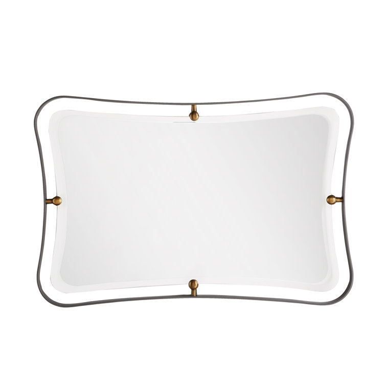 Janey Rectangular Gold and Iron Hourglass Wall Mirror 45"x30"