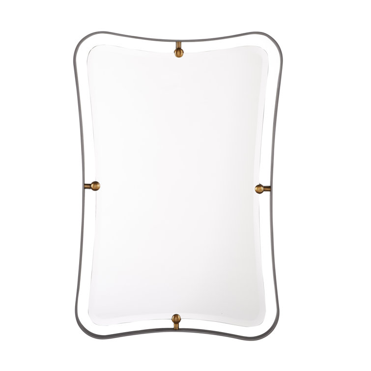 Janey Rectangular Gold and Iron Hourglass Wall Mirror 45"x30"
