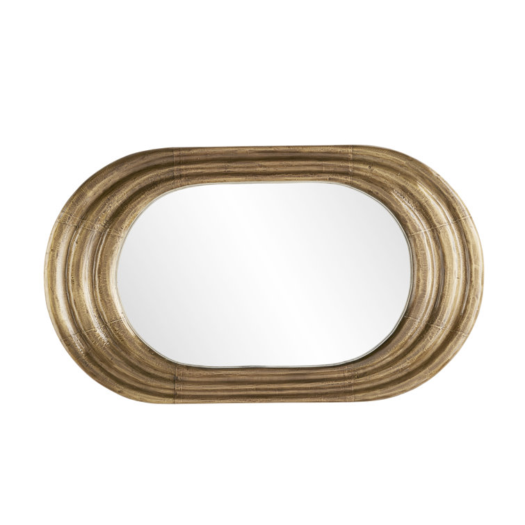 Georgina Mid-Century Modern Oval Wall Mirror in Dark Antique Brass