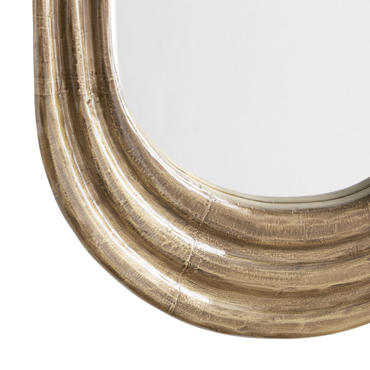 Georgina Mid-Century Modern Oval Wall Mirror in Dark Antique Brass