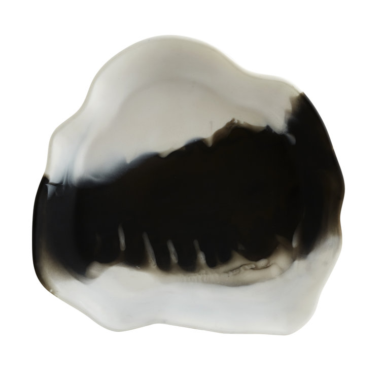 Hollie Black and White Organic Edge Plastic Trays, Set of 2