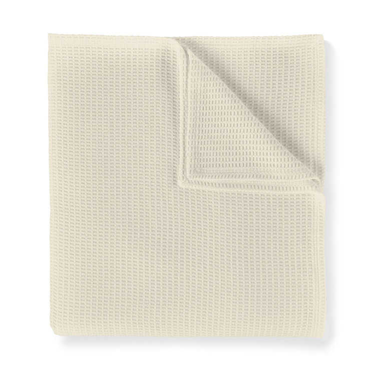 Luxurious Twin White Waffle Weave Cotton Throw Blanket