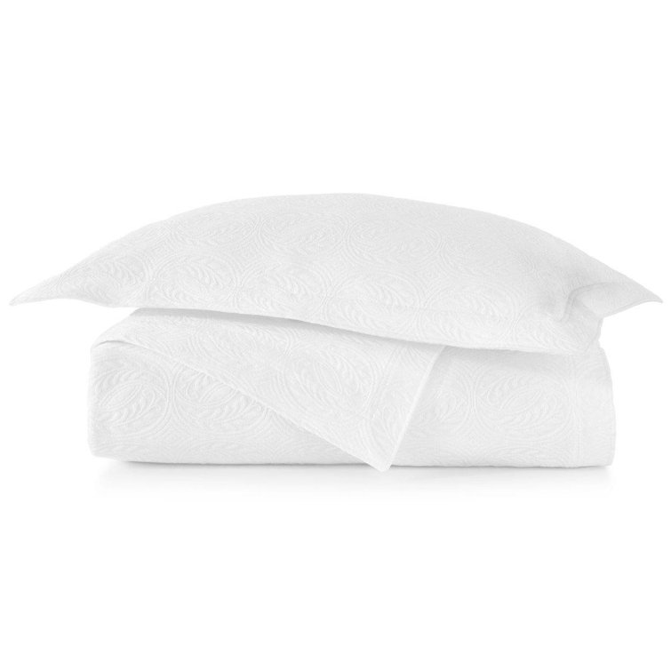 Elegant Vine Embroidered King Sham in Luxurious White Cotton