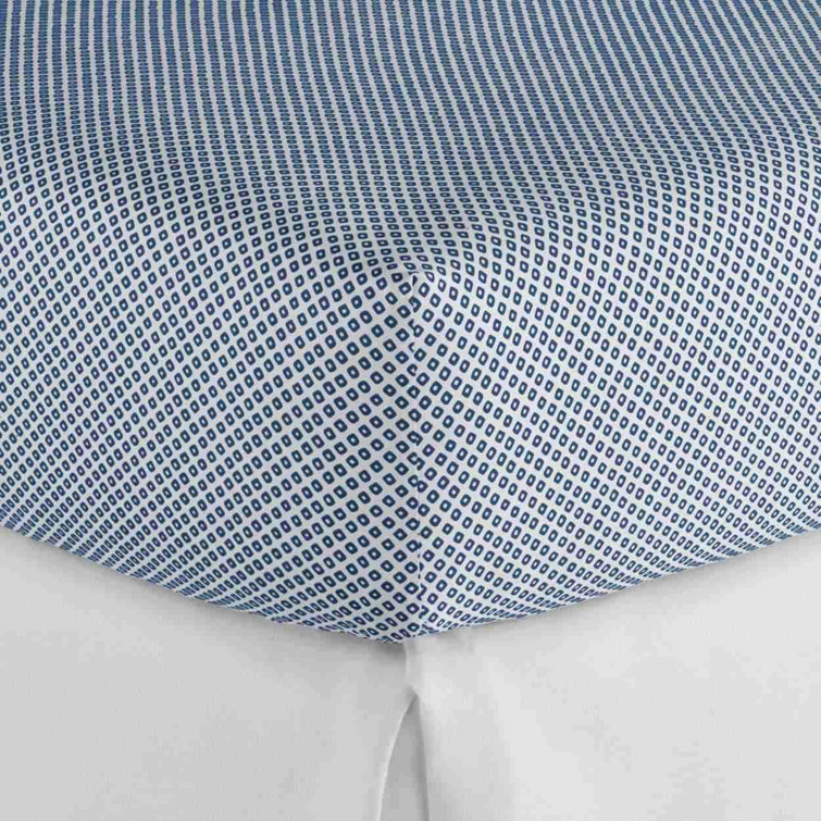 Twin Blue Egyptian Cotton Sateen Patterned Sheet Set
