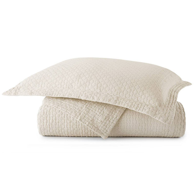 Linen Twin Cotton Matelassé Basket Weave Coverlet