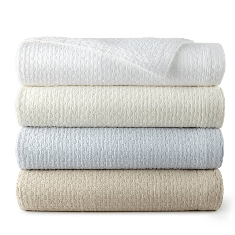 Linen Twin Cotton Matelassé Basket Weave Coverlet