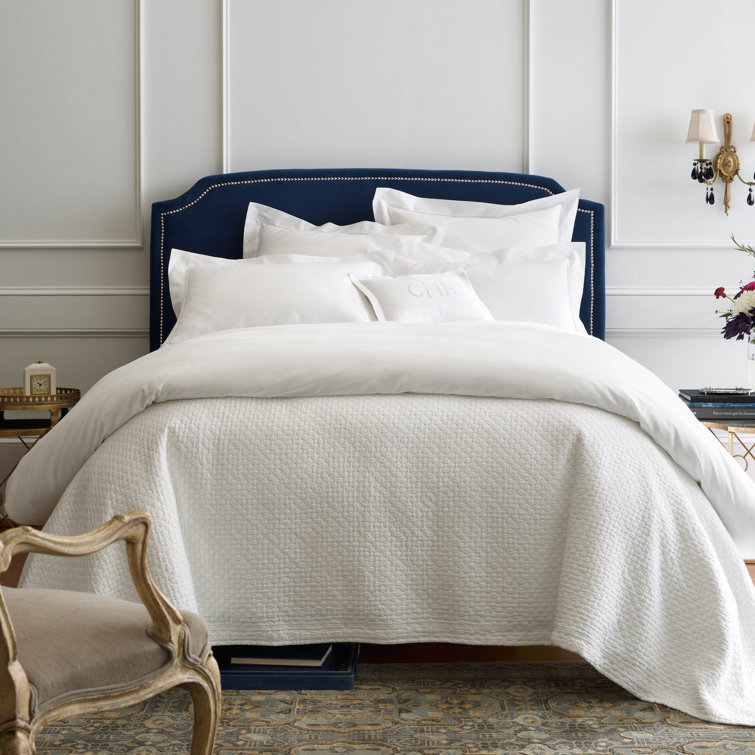 Juliet Basket Weave White Cotton Queen Coverlet