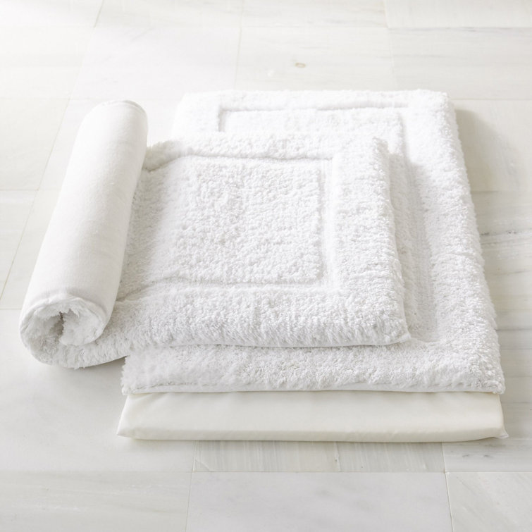 Small White Cotton Bath Rug with Memory Foam Insert