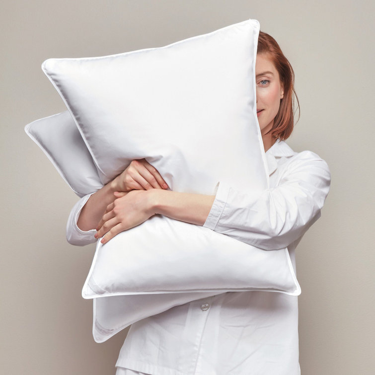 Standard Firm White Down Alternative Pillow with Cotton Cover