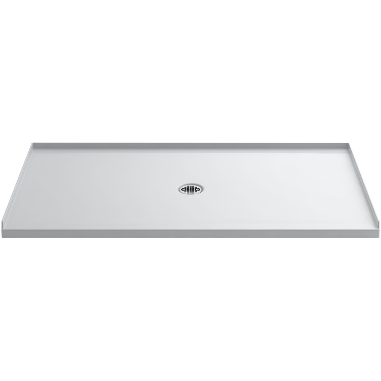 White Acrylic Resin Concrete 66" x 36" Shower Base with Center Drain