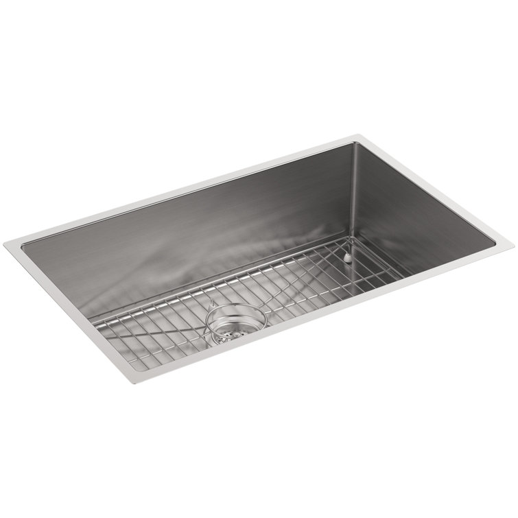 Strive 29-Inch Stainless Steel Single Bowl Kitchen Sink with Rack