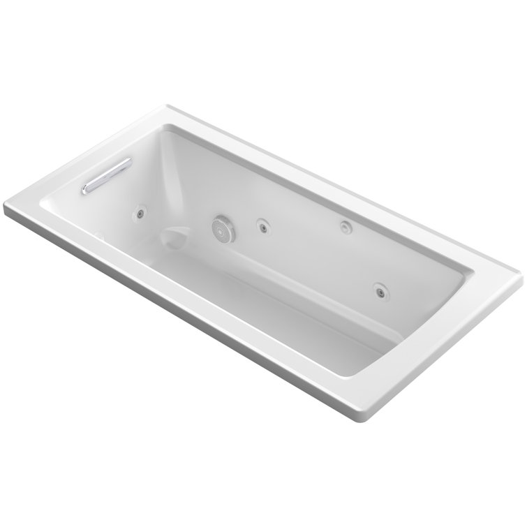 Archer 60" White Acrylic Drop-In Whirlpool Bathtub with Jets