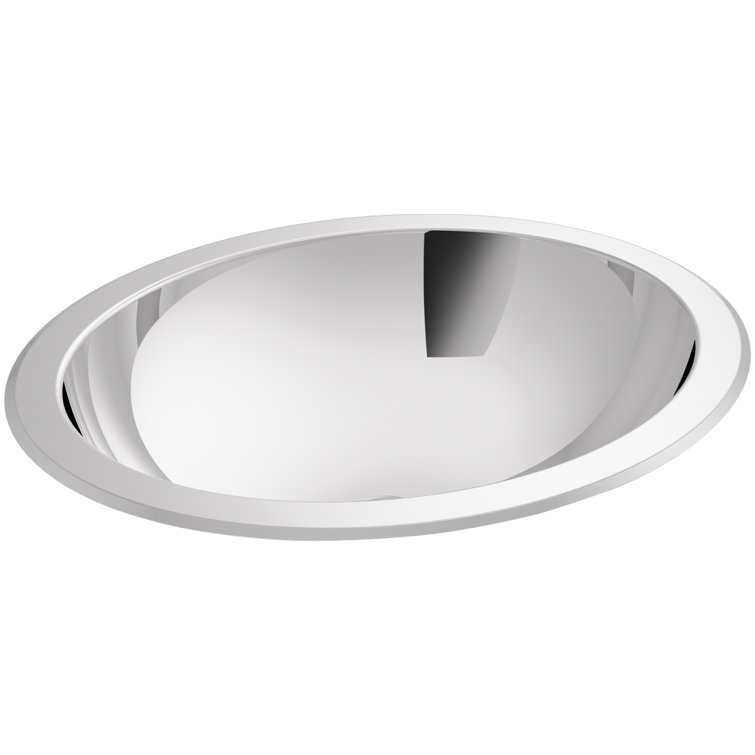 Mirror Finish Stainless Steel Oval Undermount Bathroom Sink