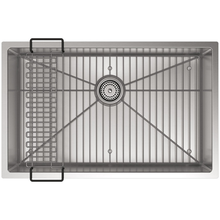 Strive 29-Inch Stainless Steel Single Bowl Kitchen Sink with Rack