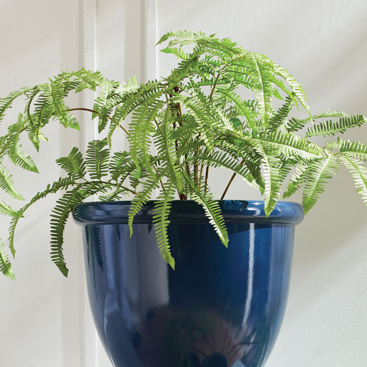 29.5" Tall Green Silk and Plastic Potted Fern