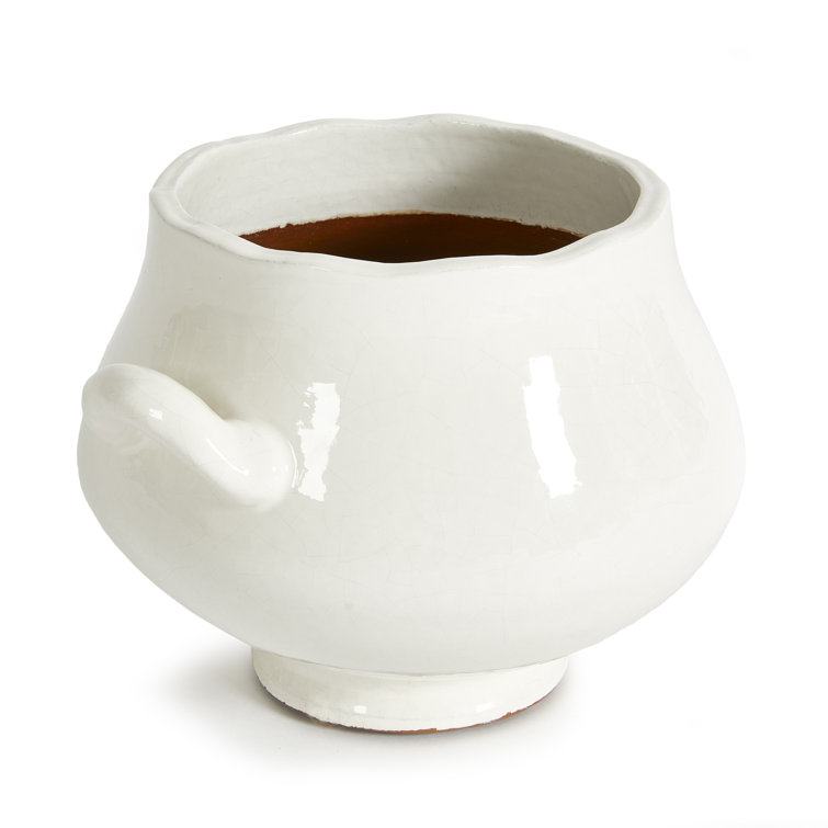 Small White Ceramic Footed Cachepot Planter