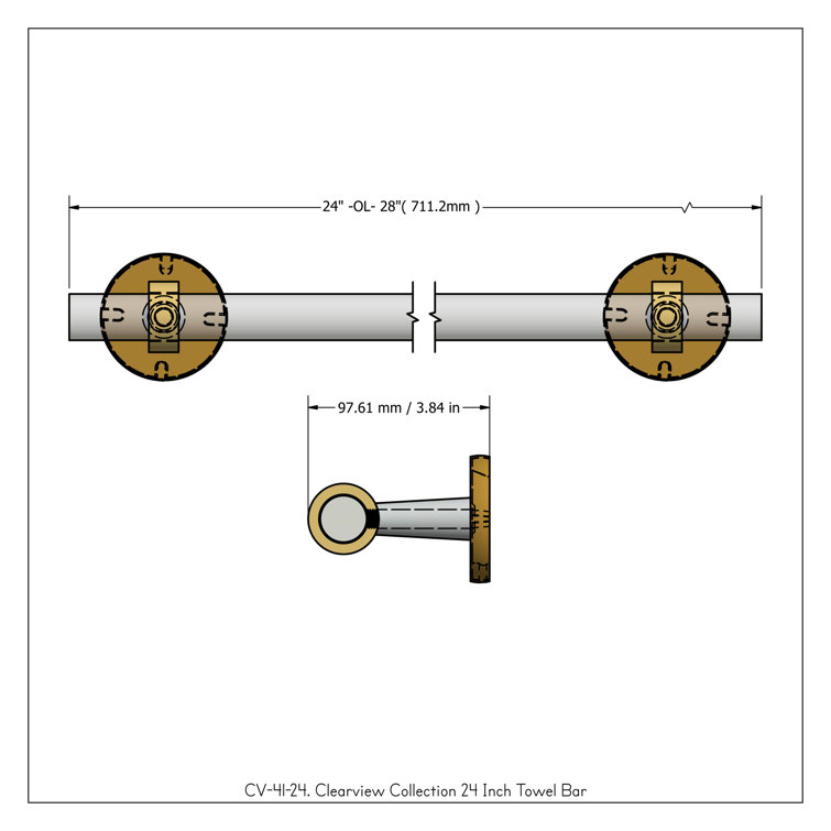 Polished Nickel and Clear Acrylic Wall Mounted Towel Bar