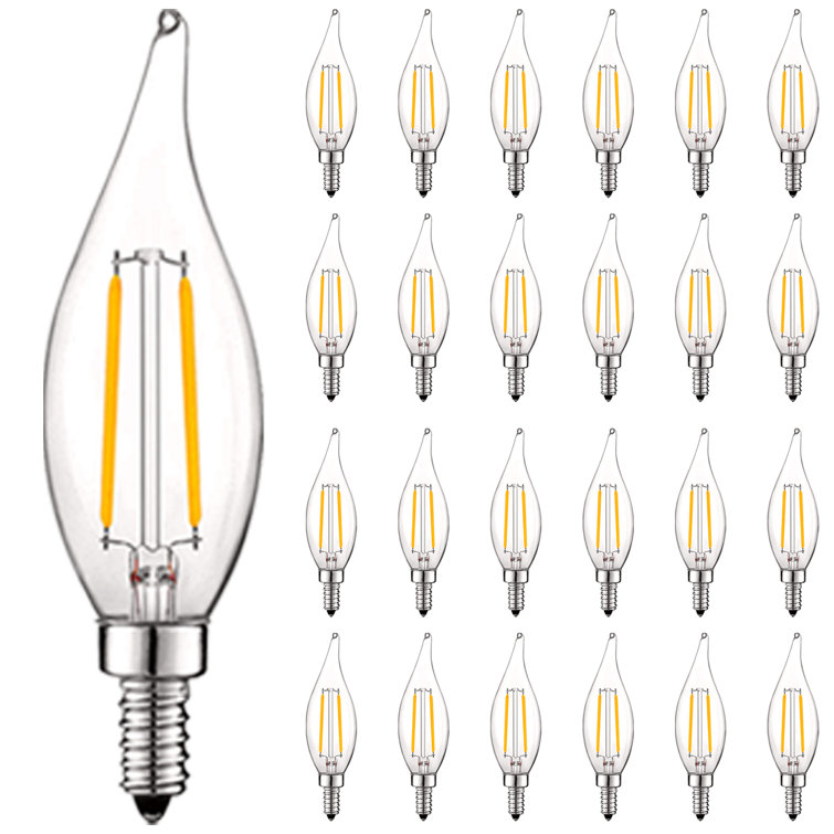 Dimmable Warm White LED Candelabra Light Bulbs, 24-Pack