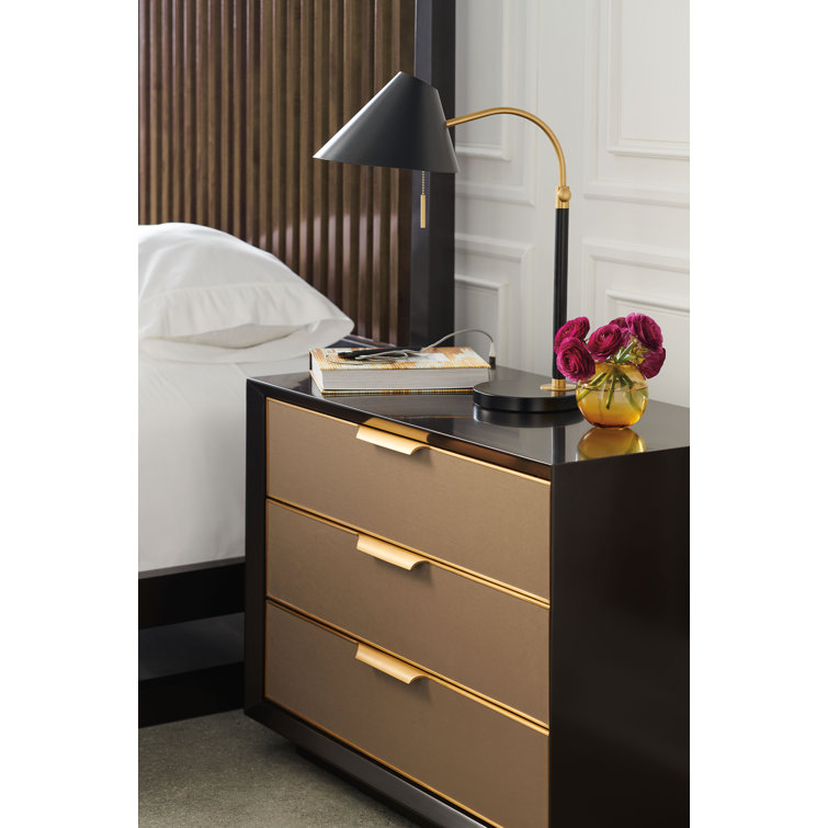 Beige and Brown 3-Drawer Transitional Nightstand