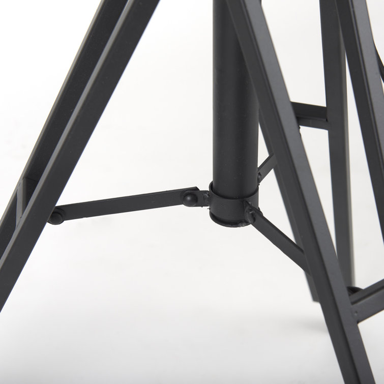 Black Metal Tripod Floor Lamp with Frosted Glass Shade