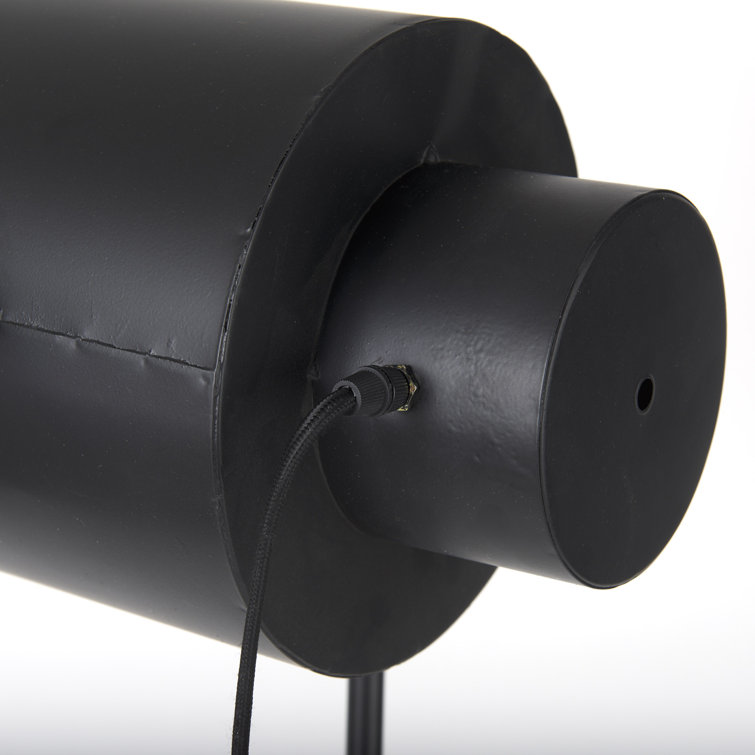 Black Metal Tripod Floor Lamp with Frosted Glass Shade