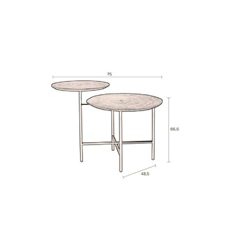 Mathison Circular Duo Walnut & Iron Side Table