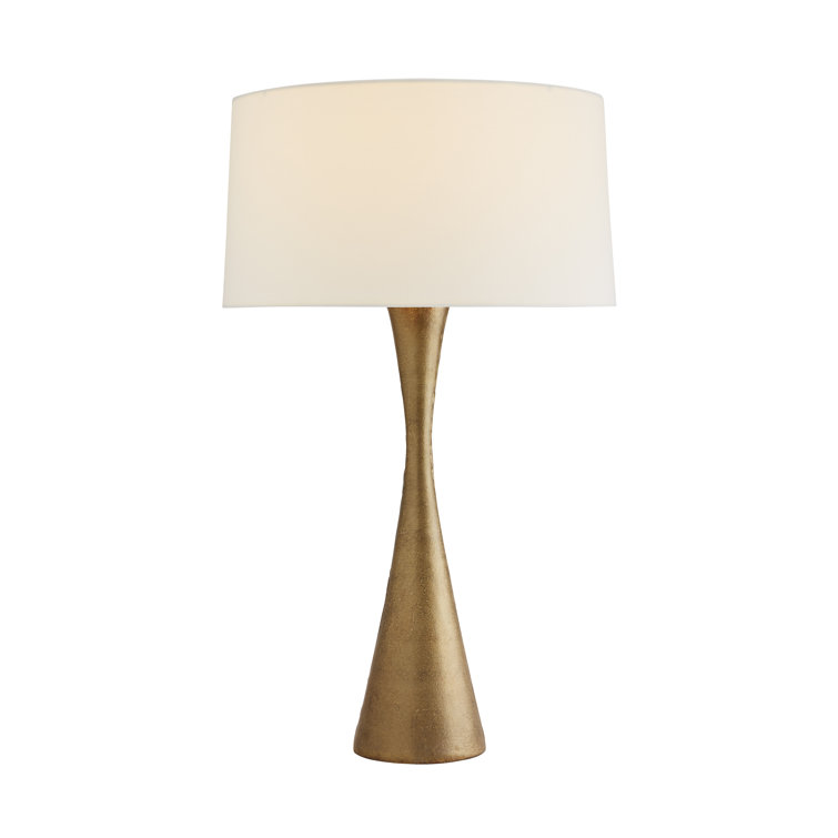 Narsi Antique Brass Tapered Table Lamp with Off-White Shade
