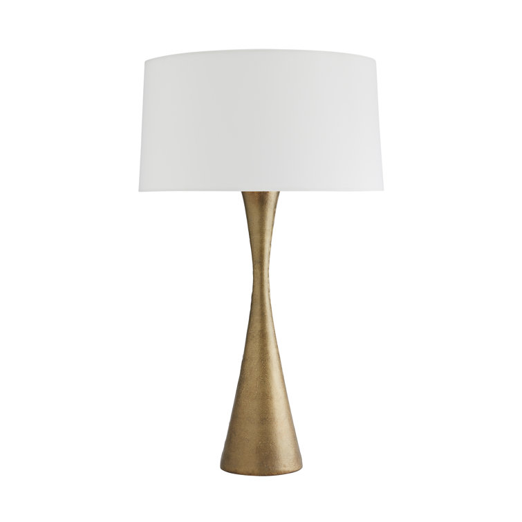 Narsi Antique Brass Tapered Table Lamp with Off-White Shade