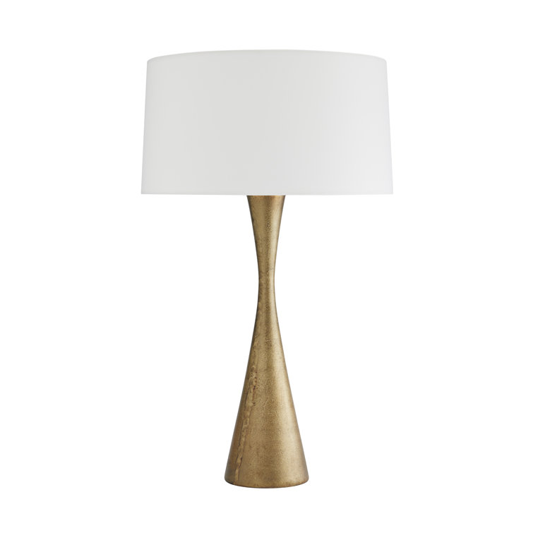 Narsi Antique Brass Tapered Table Lamp with Off-White Shade