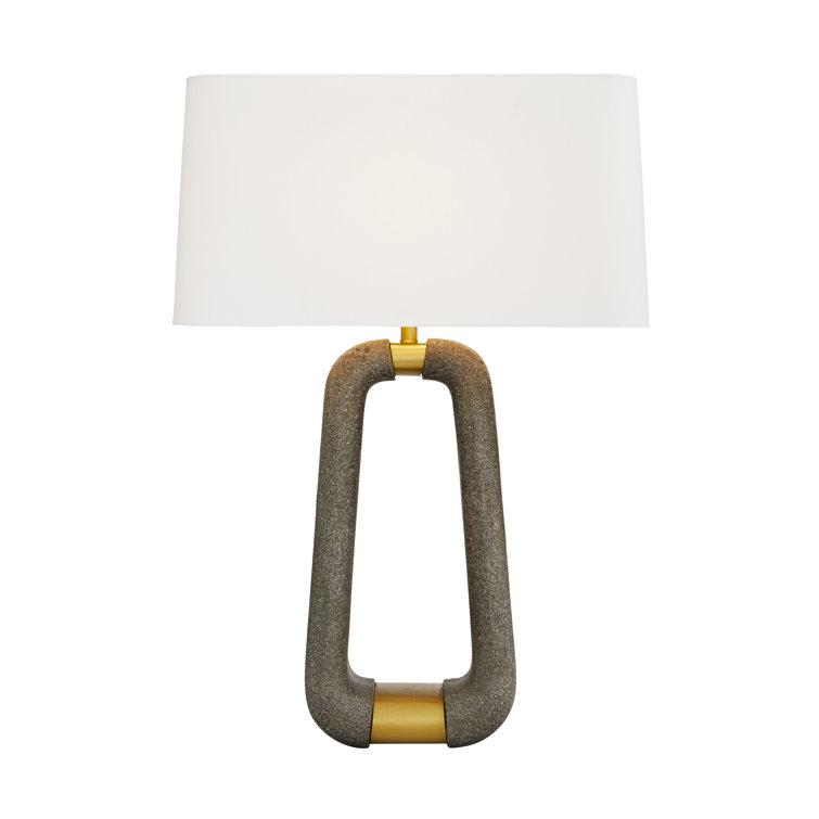 Gianni Equestrian-Inspired White Linen Drum Shade Table Lamp