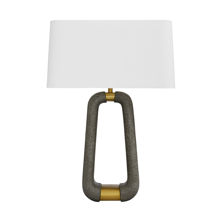 Gianni Equestrian-Inspired White Linen Drum Shade Table Lamp