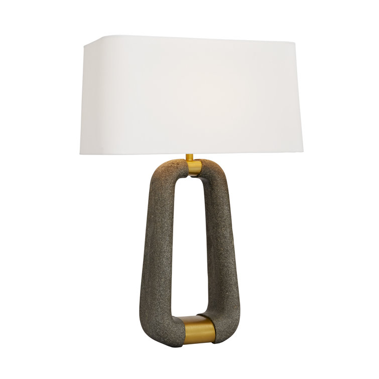 Gianni Equestrian-Inspired White Linen Drum Shade Table Lamp