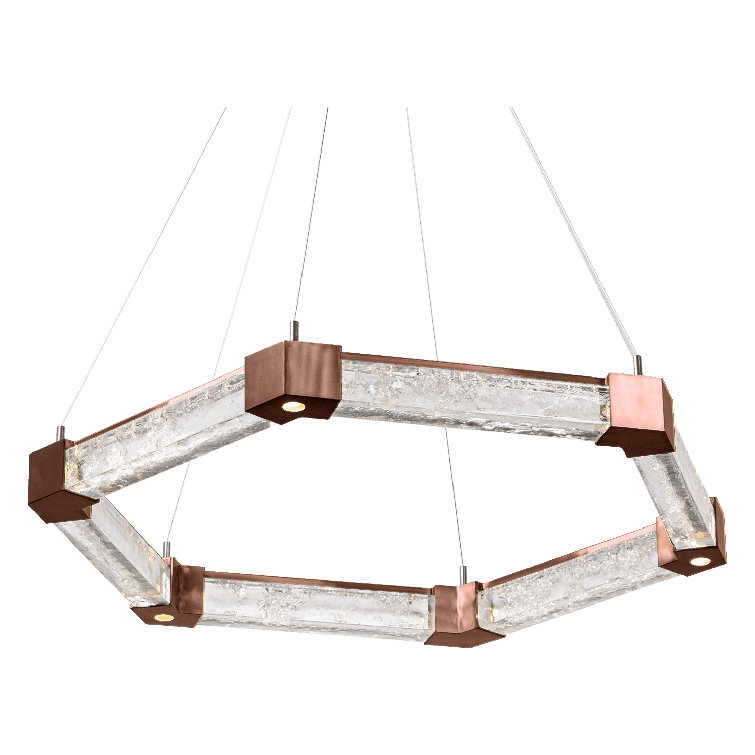 Axis Hexagonal Matte Black LED Chandelier with Artisan Glass