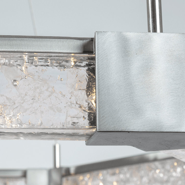Axis Hexagonal Matte Black LED Chandelier with Artisan Glass