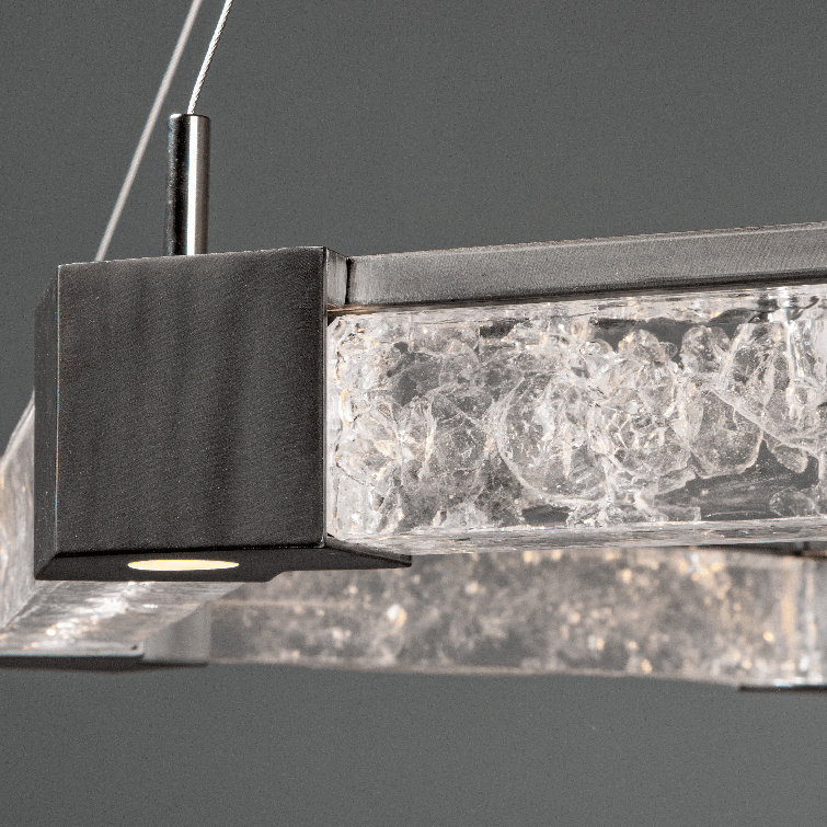 Axis Hexagonal Matte Black LED Chandelier with Artisan Glass