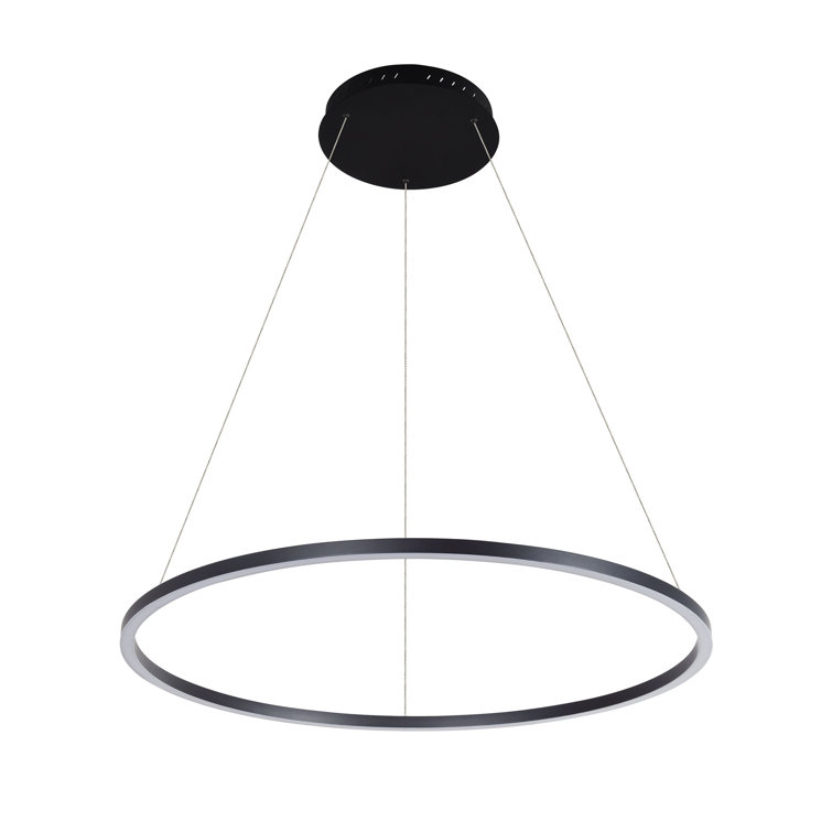Tania 39" Sleek Black Integrated LED Adjustable Drum Chandelier